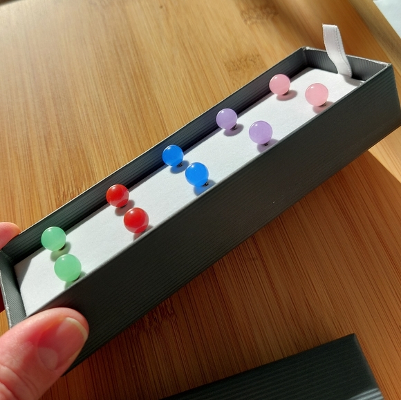 QVC set of 5 round Quartzsite stud earrings set in sterling silver - Picture 1 of 5